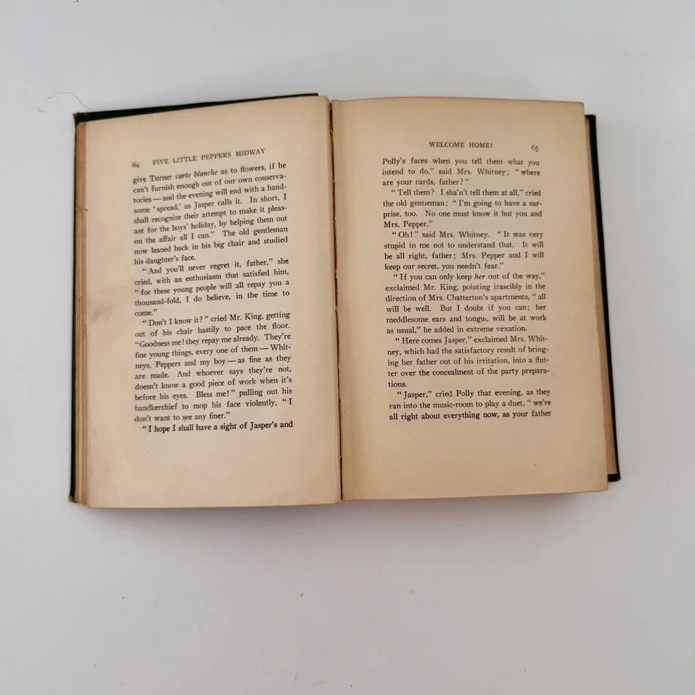 1918 Five Little Peppers Midway By‎ Margaret Sidney, Antique Hardcover Book